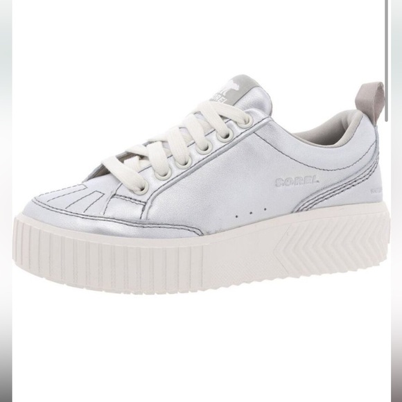 Sorel Ona Ave Low Sneaker Waterproof- Pure Silver Sea Salt - Picture 2 of 10